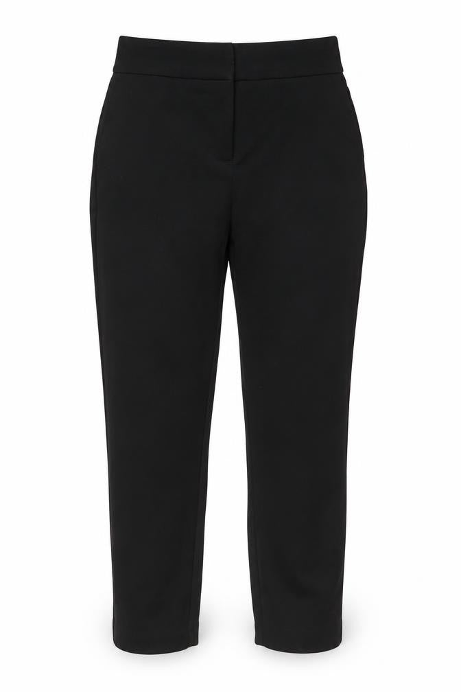Front view of Next women’s black trousers, size UK 10, 28-inch leg
