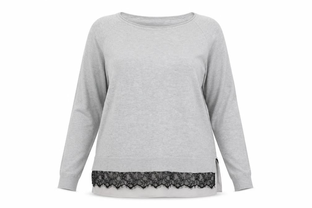Front view of Matalan women’s grey jumper, size UK 18