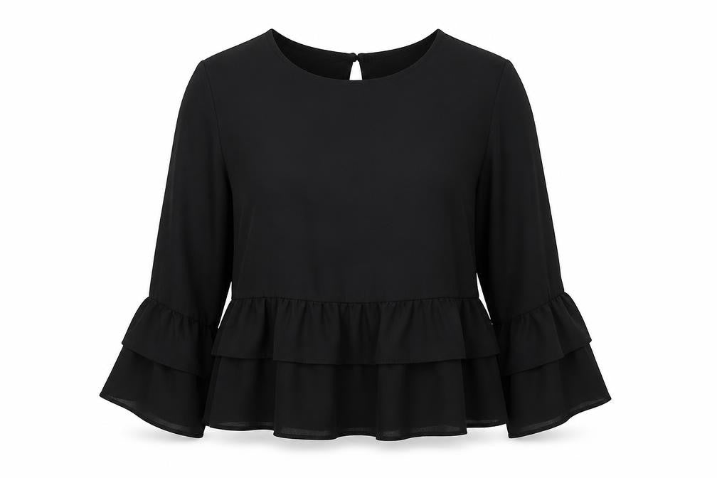 PRETTYLITTLETHING Womens Black   Basic Blouse Size 10  - CROPPED
