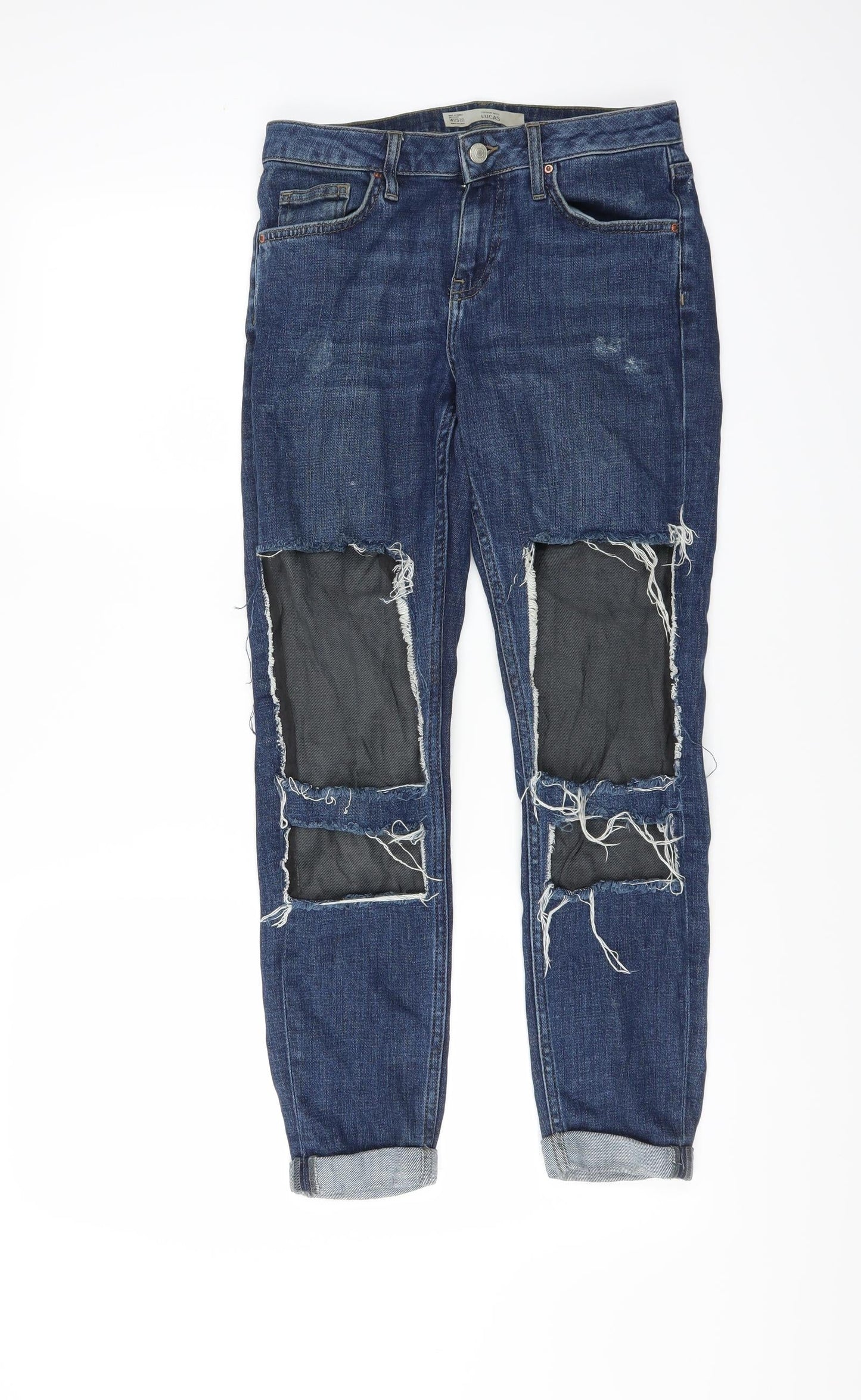 Topshop Womens Blue   Skinny Jeans Size 25 in L32 in - DISTRESSED