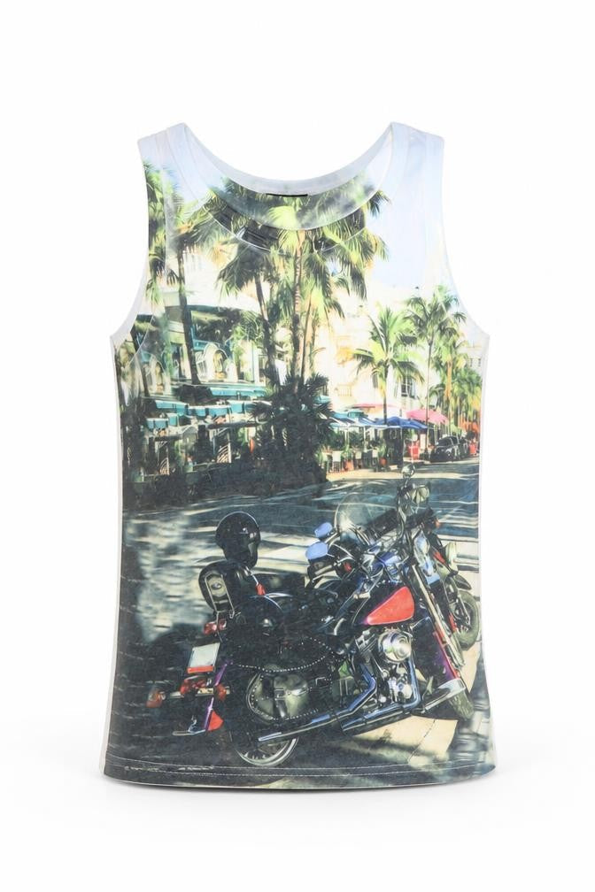 Front view of Next boys’ white basic tank, size 3-4, years