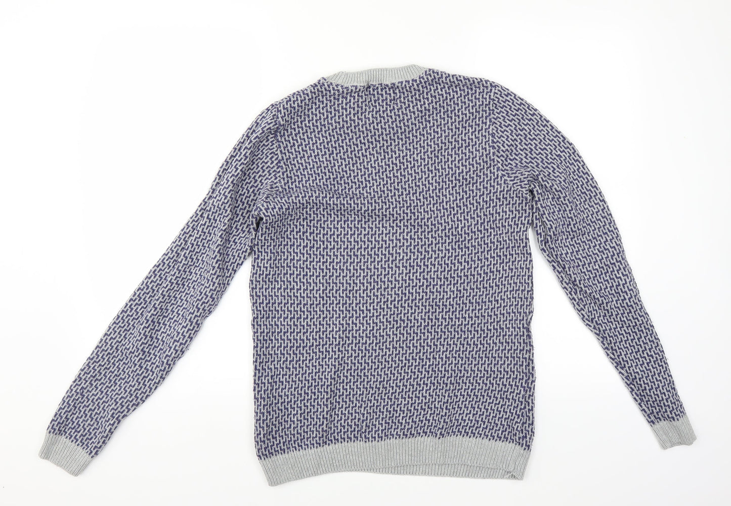 Refectory Mens Blue Geometric  Pullover Jumper