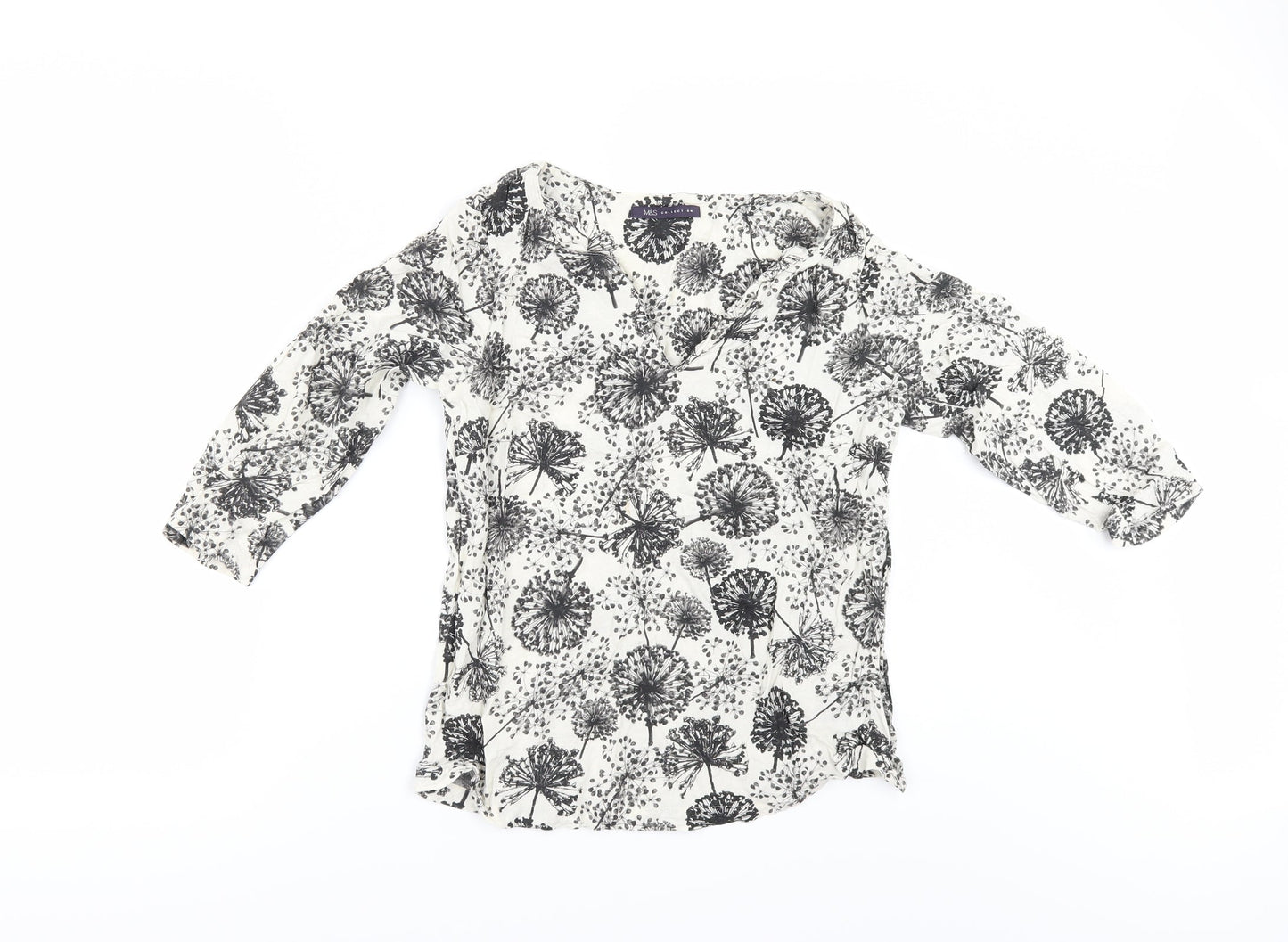 Marks and Spencer Womens Ivory Floral  Tunic Blouse Size 8