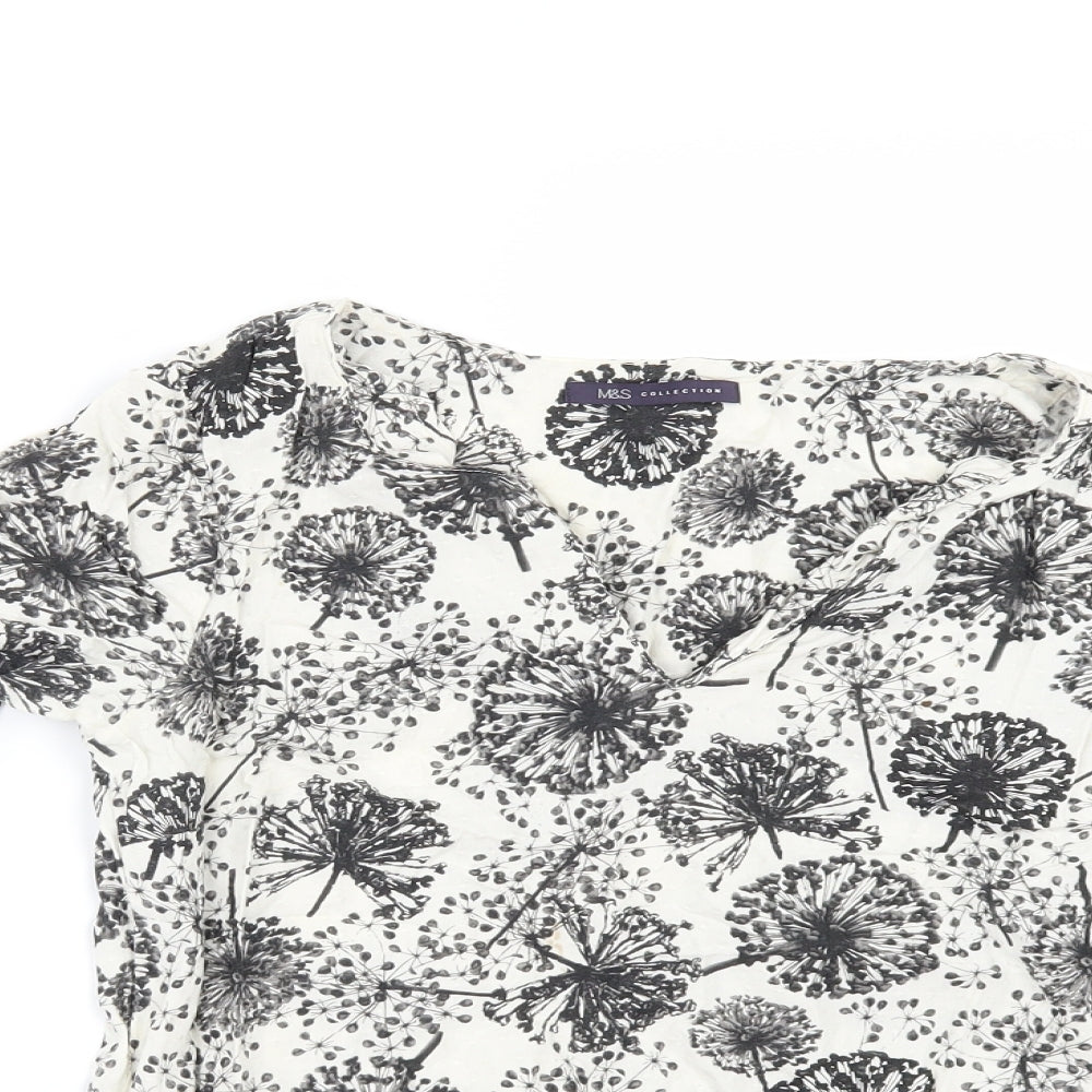 Marks and Spencer Womens Ivory Floral  Tunic Blouse Size 8
