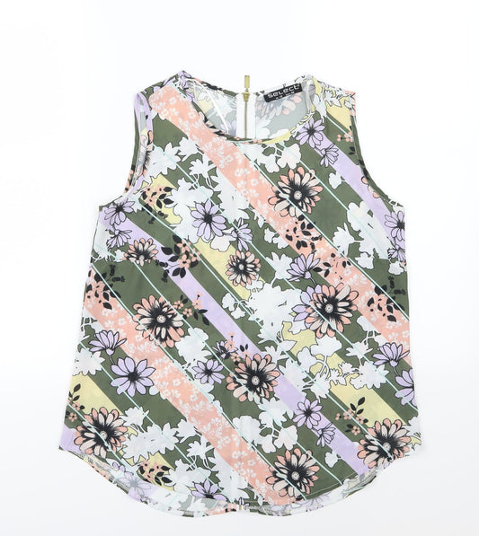 Select Womens Multicoloured Striped Chiffon Basic Blouse Size 10  - Floral