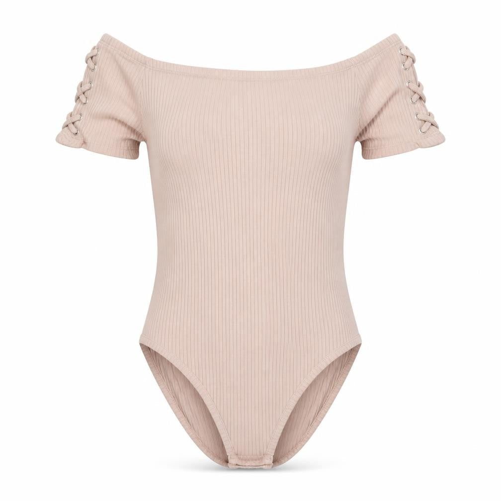Front view of Topshop women’s pink bodysuit one-piece, size UK 6