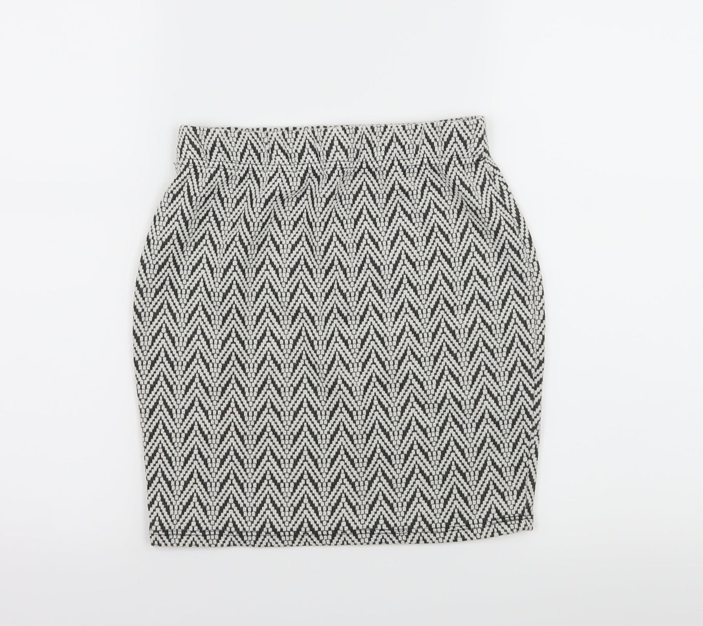 Select Womens White Geometric Jersey A-Line Skirt Size 8