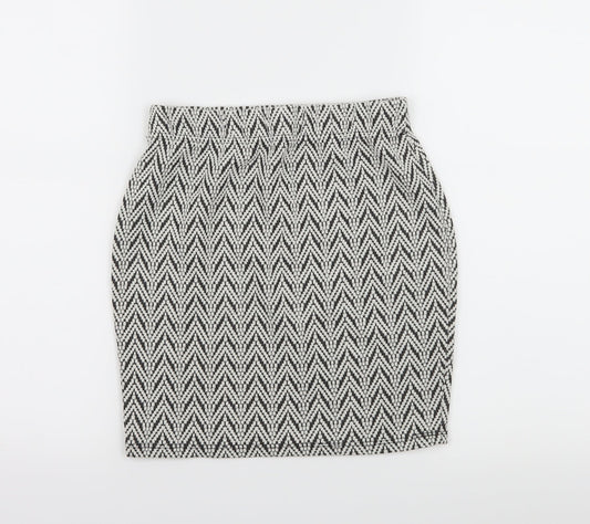 Select Womens White Geometric Jersey A-Line Skirt Size 8