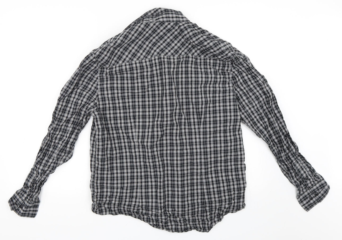 Easy Mens Black Check   Button-Up Size L