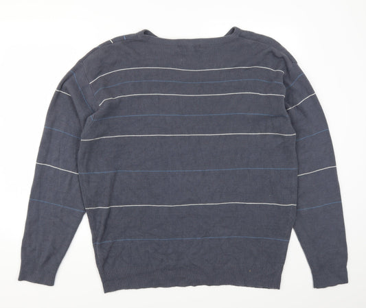 Officers Club Mens Blue Striped  Pullover Jumper Size XL