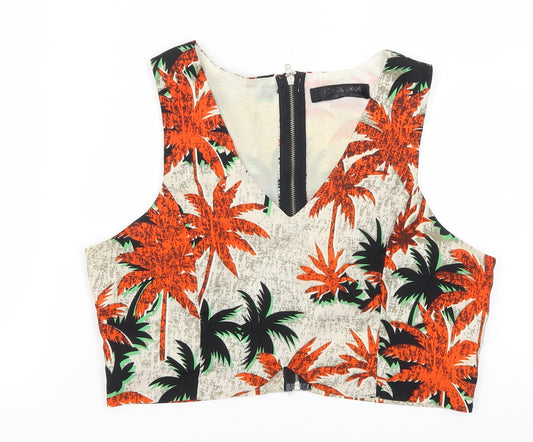 Fashion Union Womens Orange Fair Isle  Cropped Tank Size 10