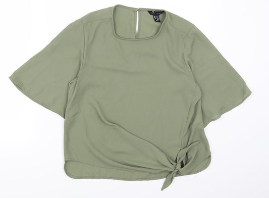 New Look Womens Green   Basic T-Shirt Size 10  - Twist Front