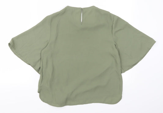 New Look Womens Green   Basic T-Shirt Size 10  - Twist Front