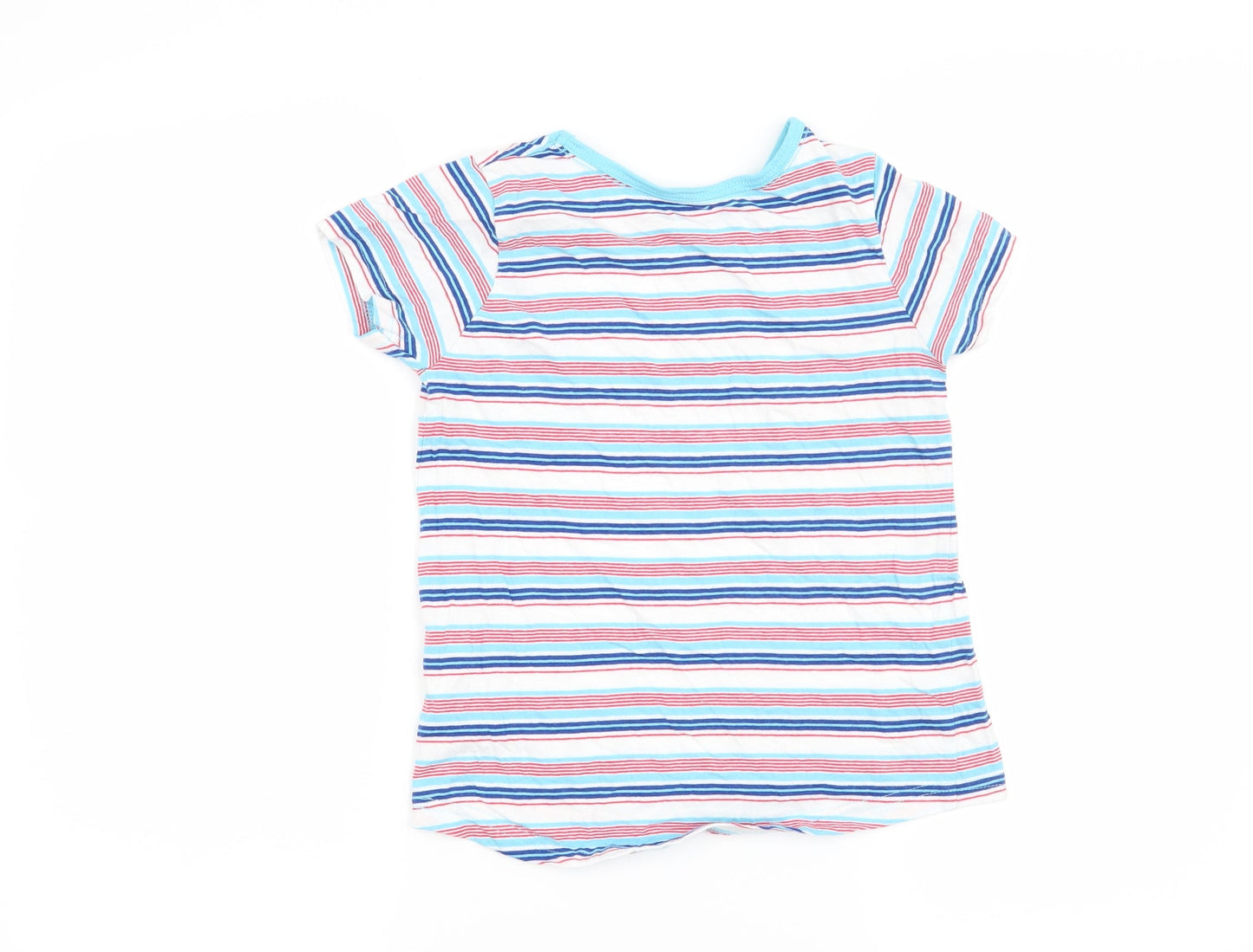 Lily & Dan Boys White Striped  Basic T-Shirt Size 7-8 Years