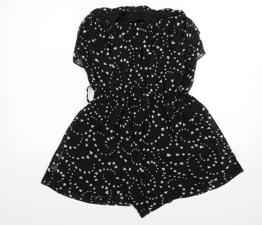 Apricot Womens Black Polka Dot Chiffon Playsuit One-Piece Size S  - hearts