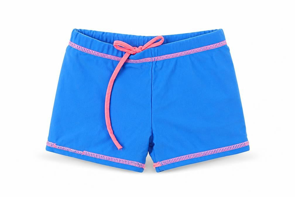 Front view of TOTSOL boys’ blue sweat shorts, size 6, years
