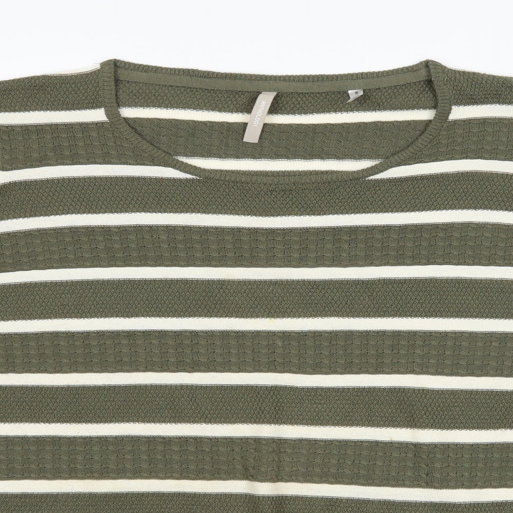 Anthology Womens Green Striped  Pullover Jumper Size 16