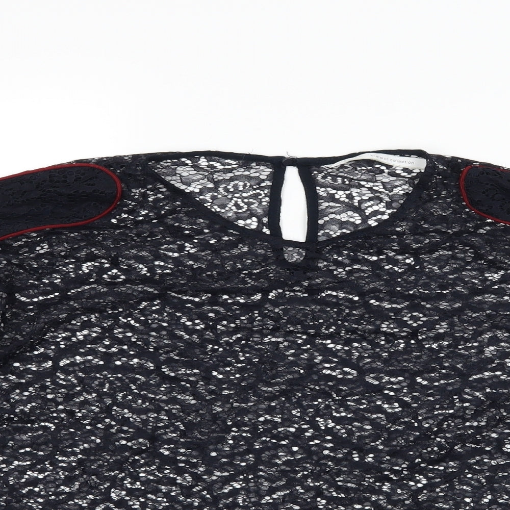 Zara Womens Blue  Lace Basic T-Shirt Size M
