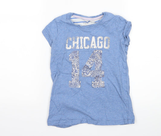 NEXT Girls Blue   Basic T-Shirt Size 7 Years  - graphic
