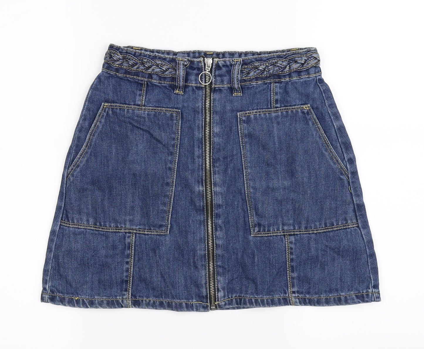 Candy Couture Girls Blue   A-Line Skirt Size 13 Years - braid detail