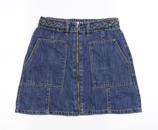 Candy Couture Girls Blue   A-Line Skirt Size 13 Years - braid detail
