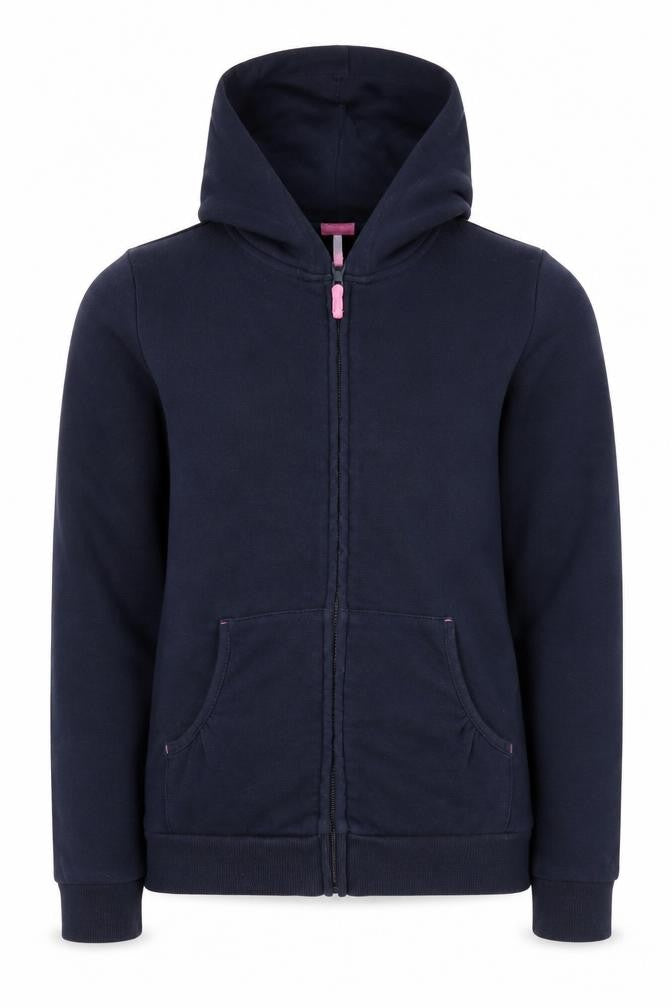 Front view of scare girls’ blue full zip hoodie, size 12-13, years