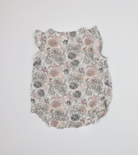 NEXT Womens White Floral  Basic Tank Size 10