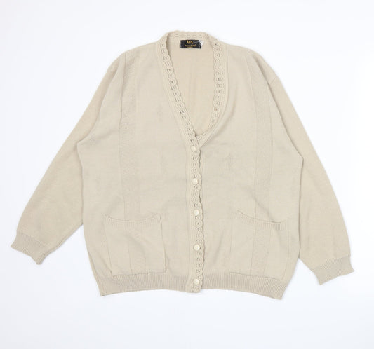 Perry Gold Womens Beige  Knit Cardigan Jumper Size XL