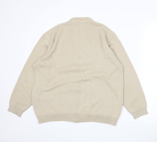 Perry Gold Womens Beige  Knit Cardigan Jumper Size XL