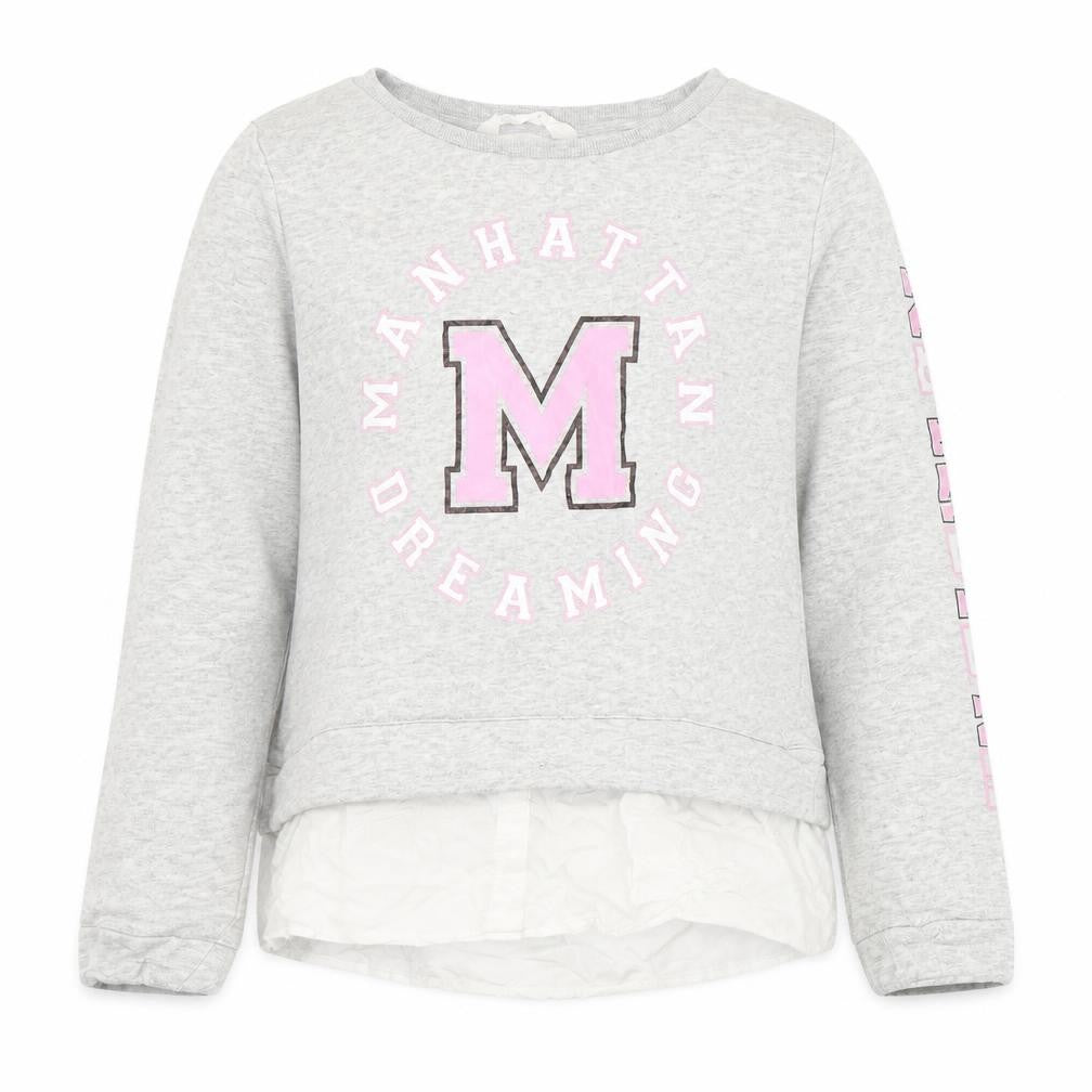 Front view of H&M girls’ grey pullover sweatshirt, size 12-13, years