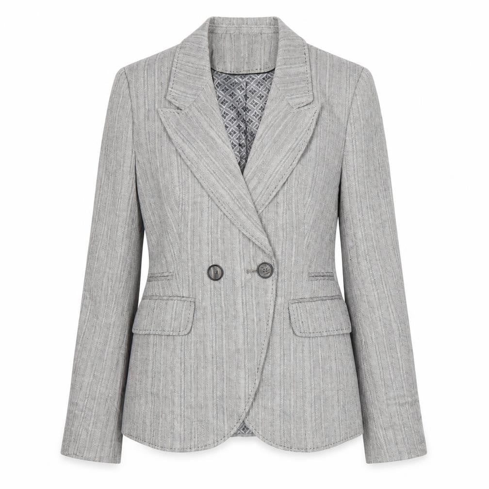 Front view of Next women’s grey jacket suit jacket, size UK 10
