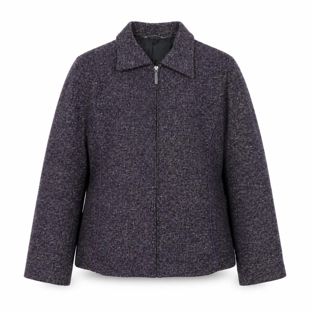Front view of Marks & Spencer women’s purple jacket, size UK 14