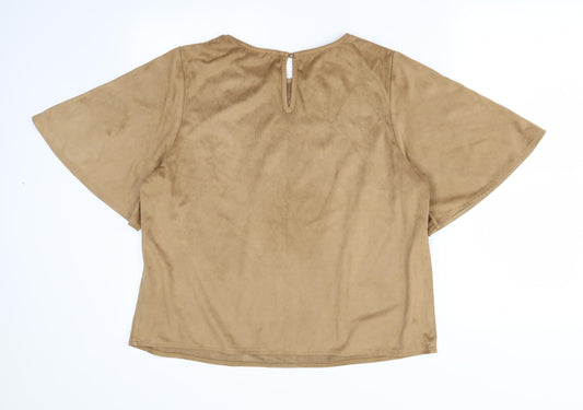 Papaya Womens Beige   Basic T-Shirt Size 16