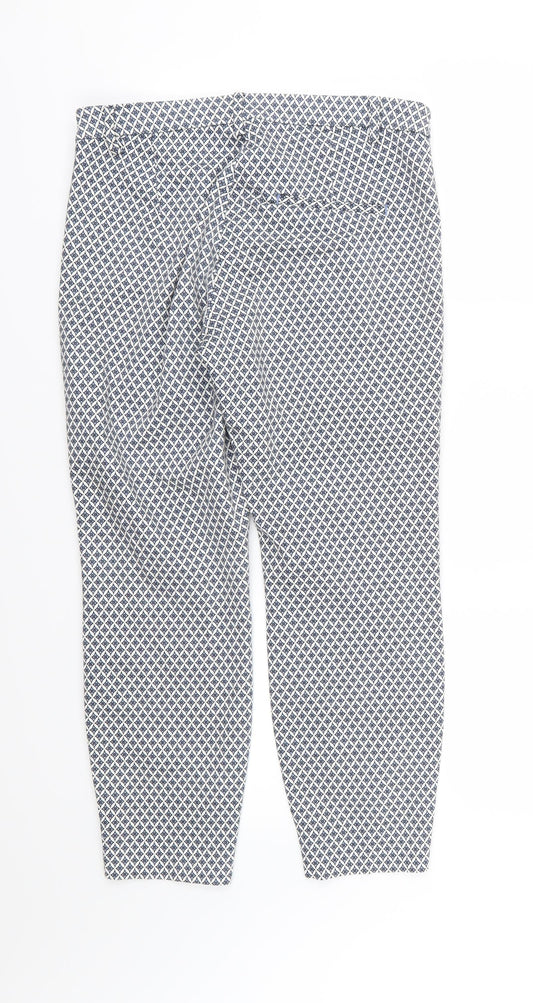 H&M Womens Blue Argyle/Diamond  Trousers  Size 12 L27 in