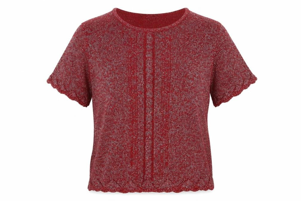 Front view of Bonmarché women’s red knit jumper, size S