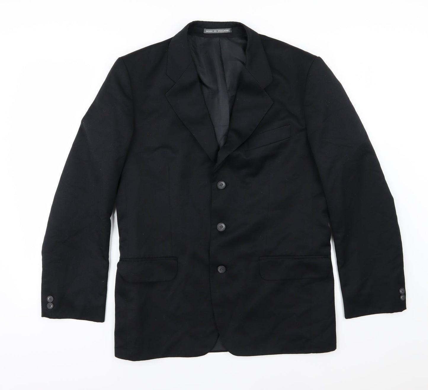 Preworn Mens Black  Rayon Jacket Suit Jacket Size 38