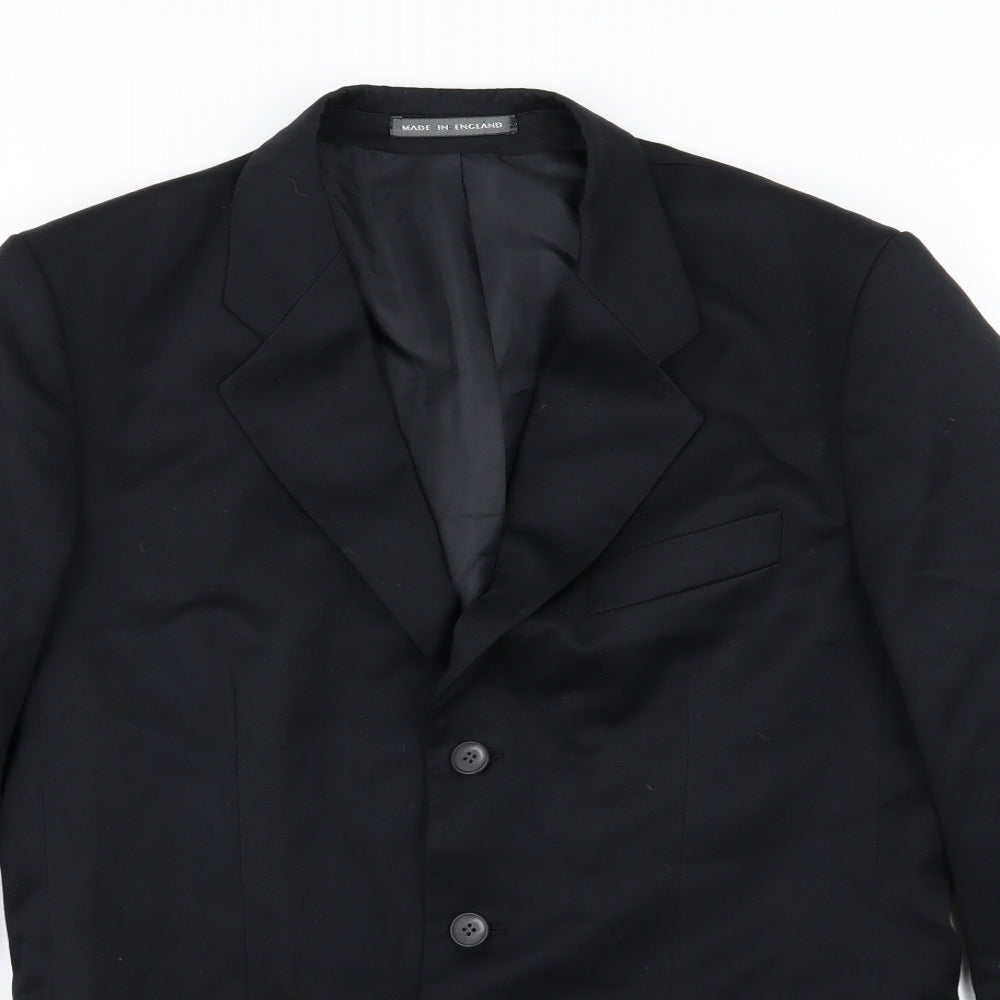Preworn Mens Black  Rayon Jacket Suit Jacket Size 38