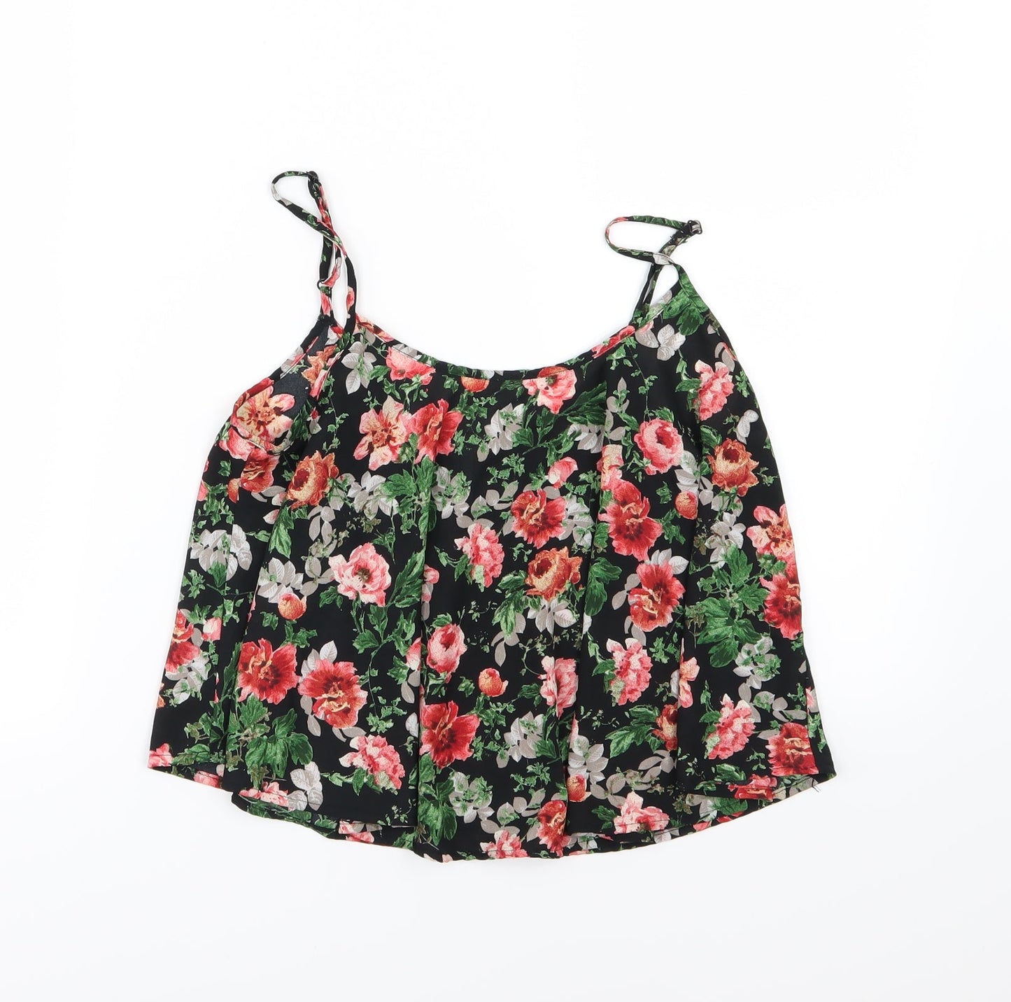 Ambiance Apparel Womens Black Floral Chiffon Basic Blouse Size M