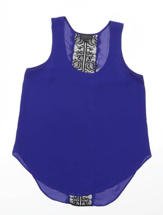 Topshop Womens Blue  Lace Basic Tank Size 8