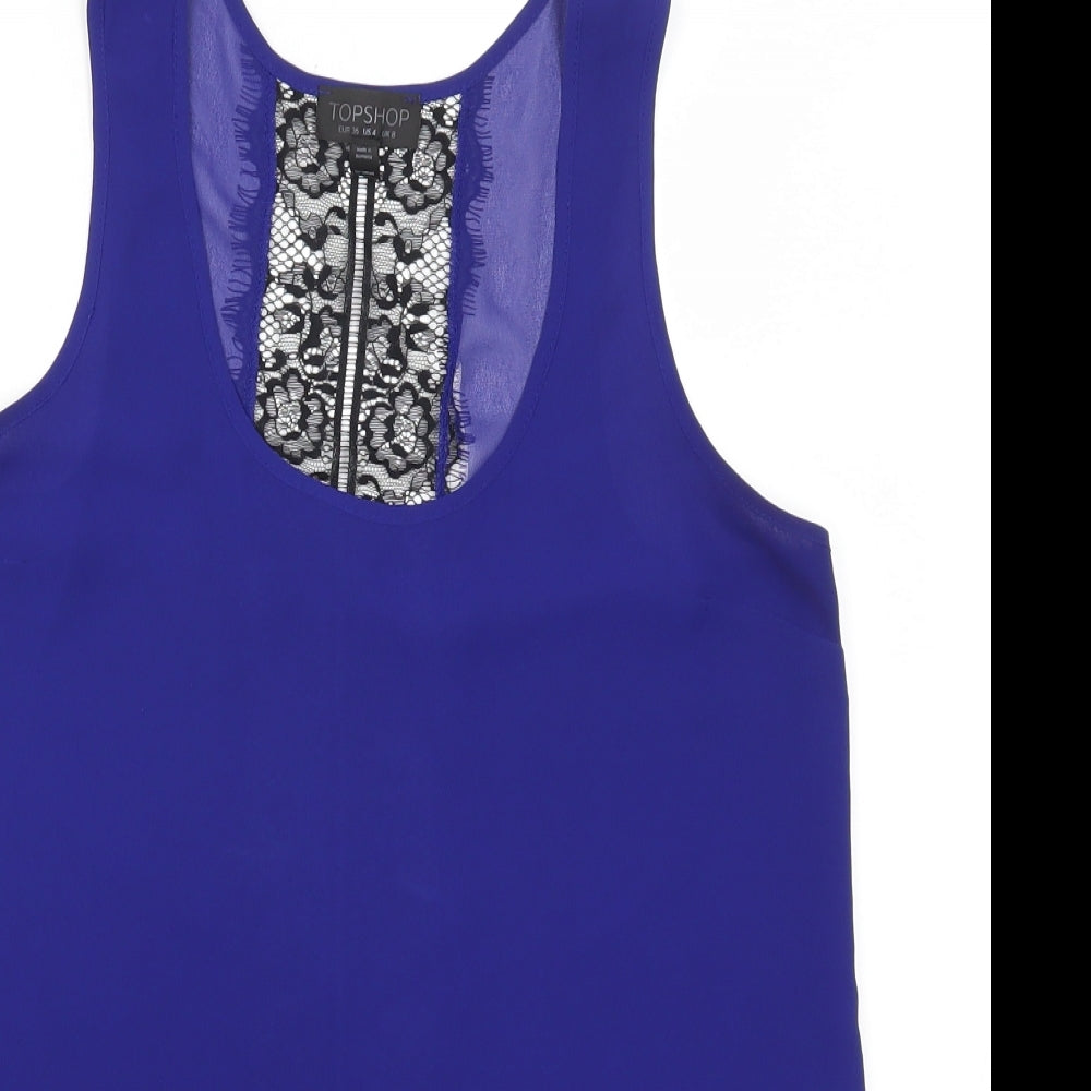 Topshop Womens Blue  Lace Basic Tank Size 8