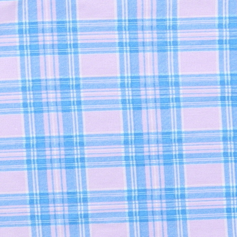 Boohoo Womens Purple Check  Cropped T-Shirt Size 14