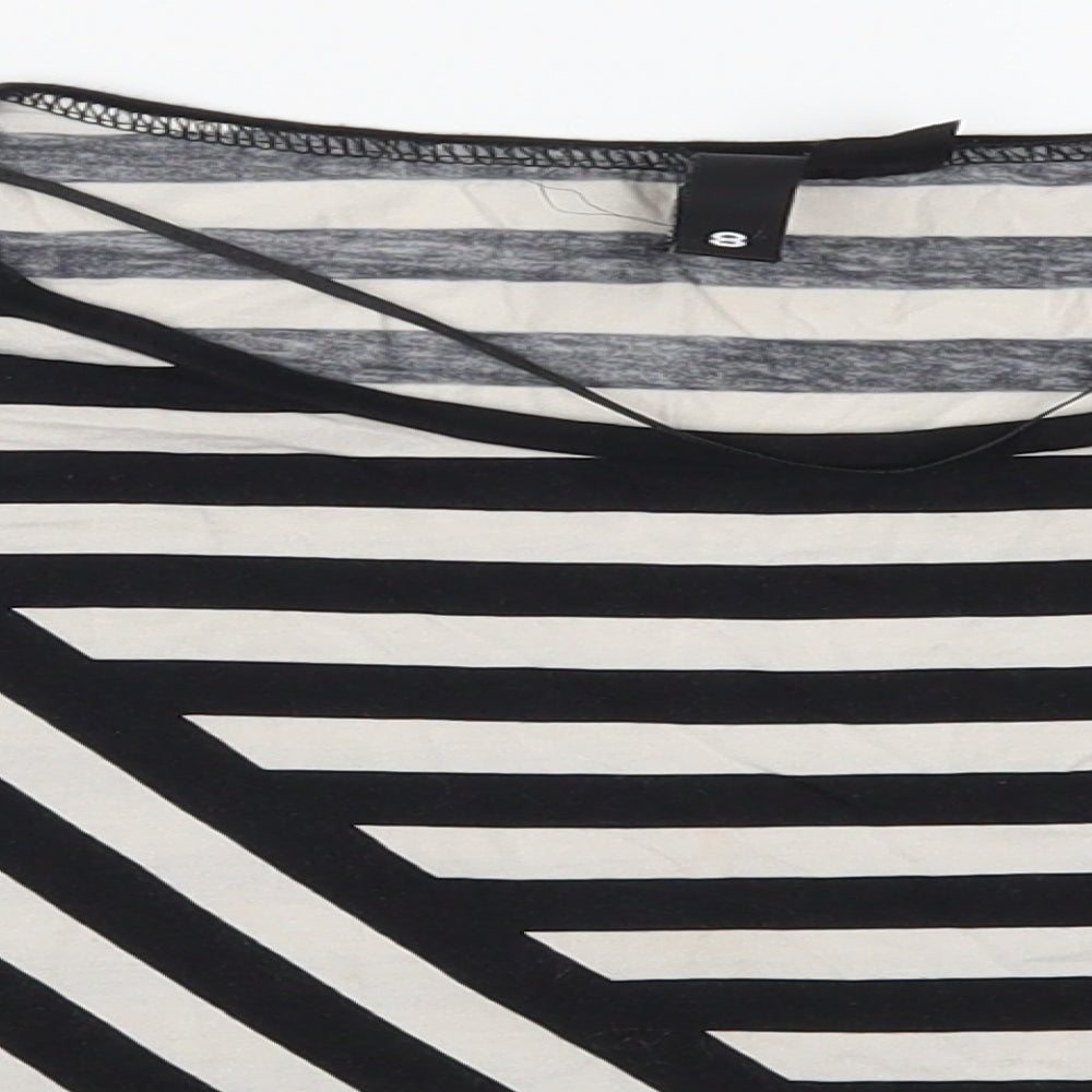 H&M Womens Black Striped  Cropped T-Shirt Size 8