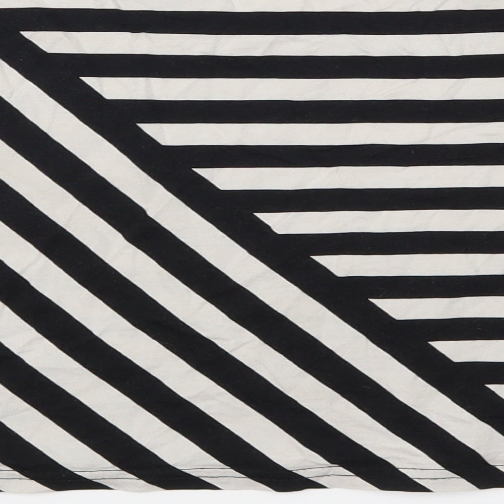 H&M Womens Black Striped  Cropped T-Shirt Size 8