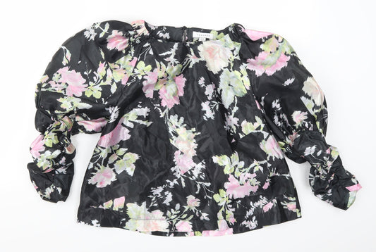 Topshop Womens Black Floral  Basic Blouse Size 12