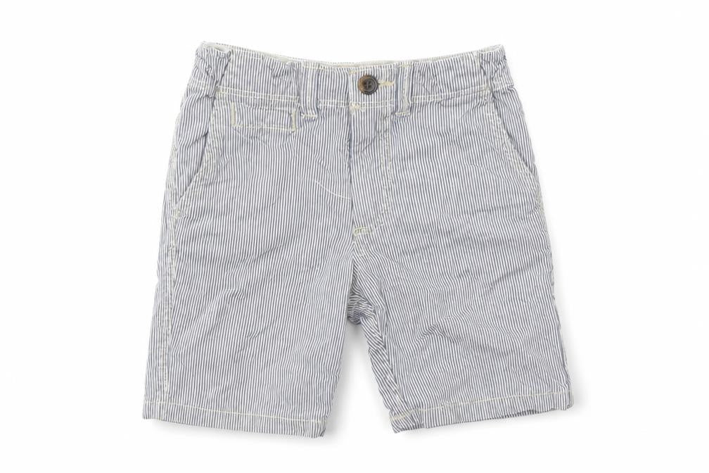 Front view of H&M boys’ blue striped bermuda shorts, size 3-4, years