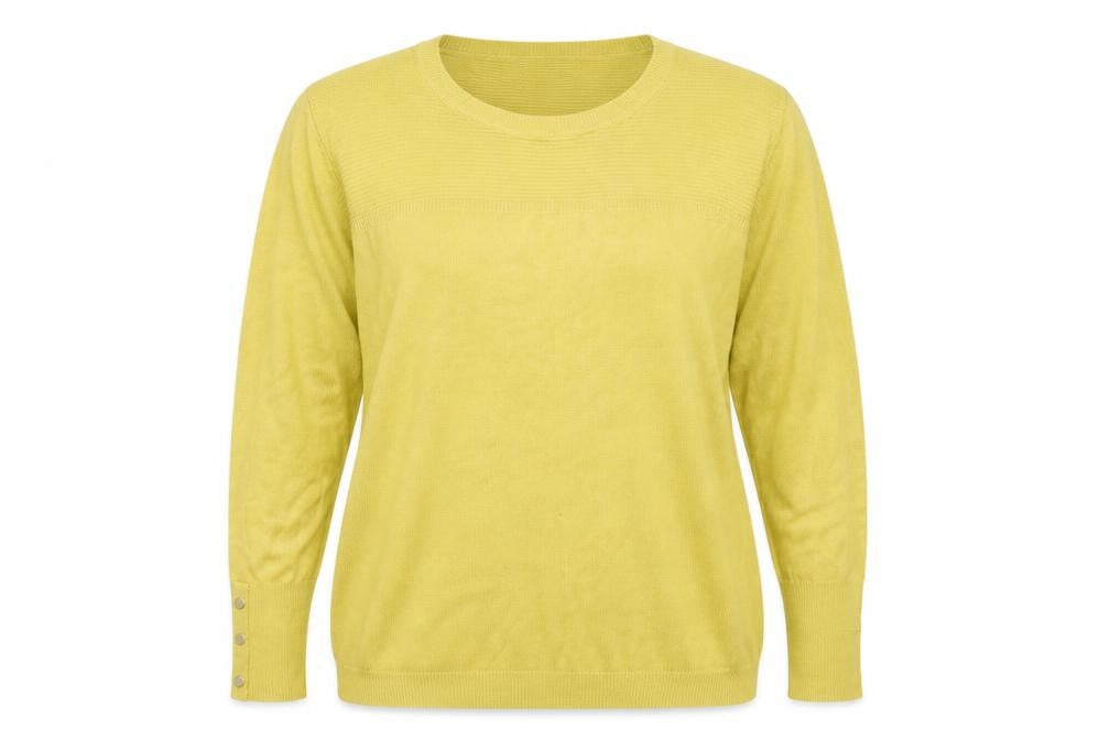 Front view of Marks & Spencer women’s yellow jumper, size UK 18