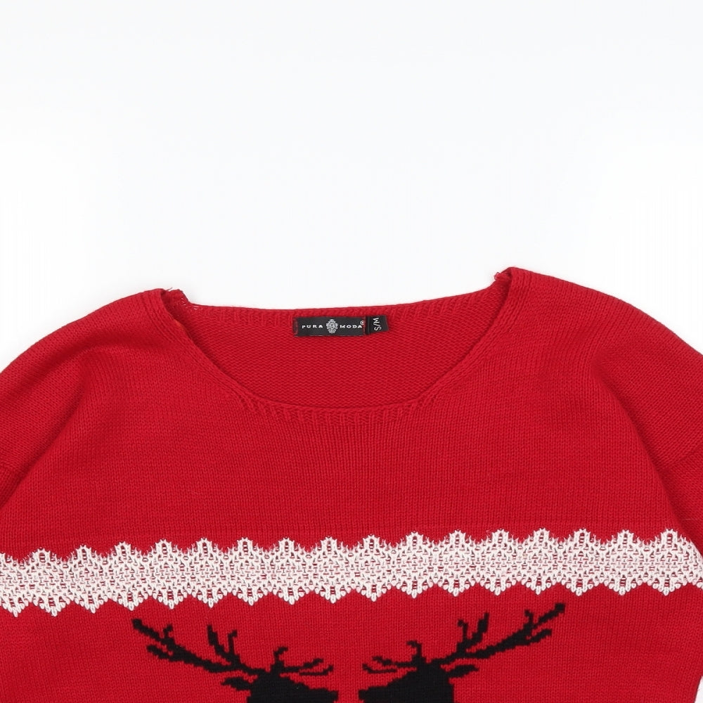 Preworn Womens Red  Knit Pullover Jumper Size S