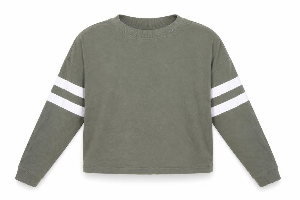 Front view of H&M girls’ green pullover sweatshirt, size 13-14, years