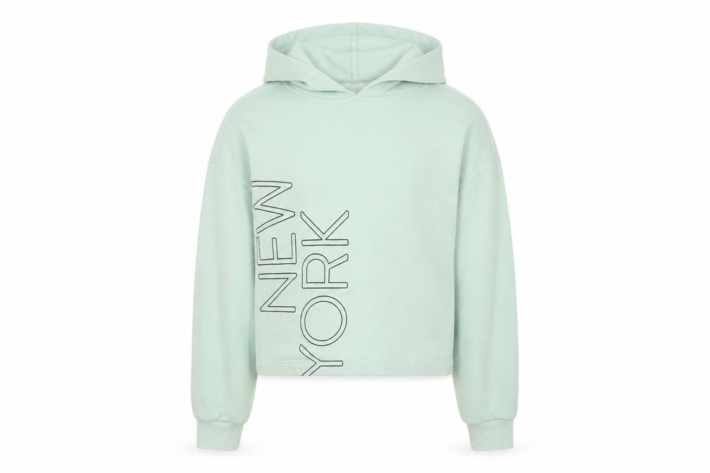 Front view of George girls’ green pullover hoodie, size 10, years - new york