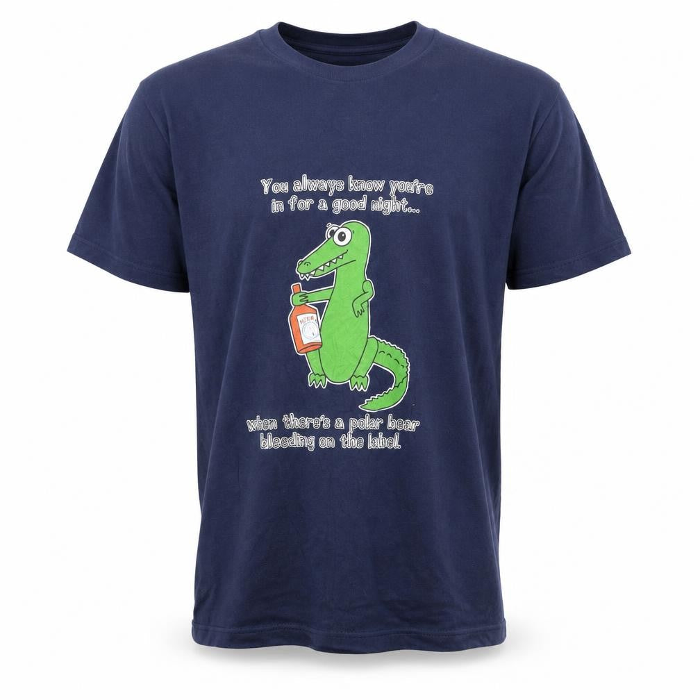 Front view of TG men’s blue t-shirt, size M